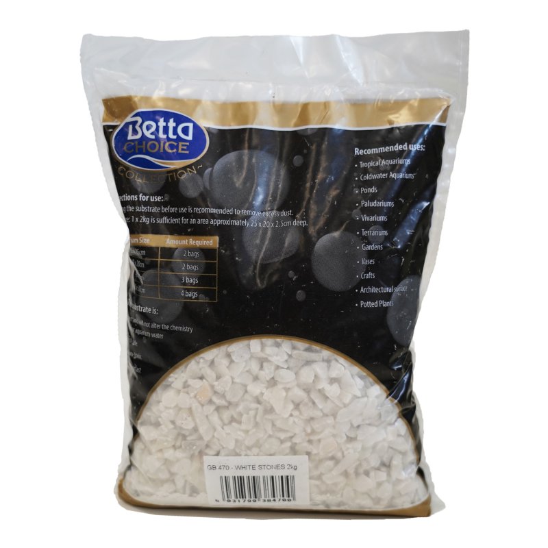 Betta Choice White Stones Gravel 2kg