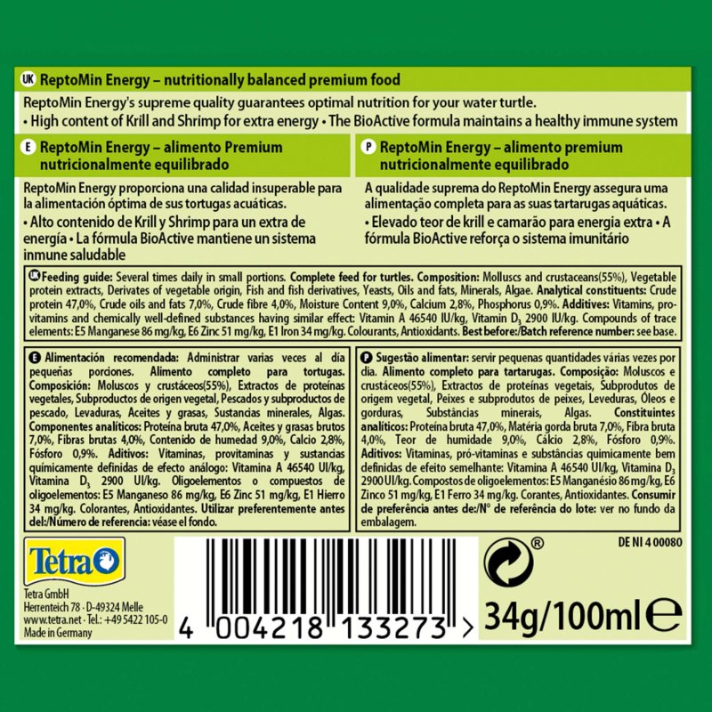 Tetra ReptoMin Energy 34g
